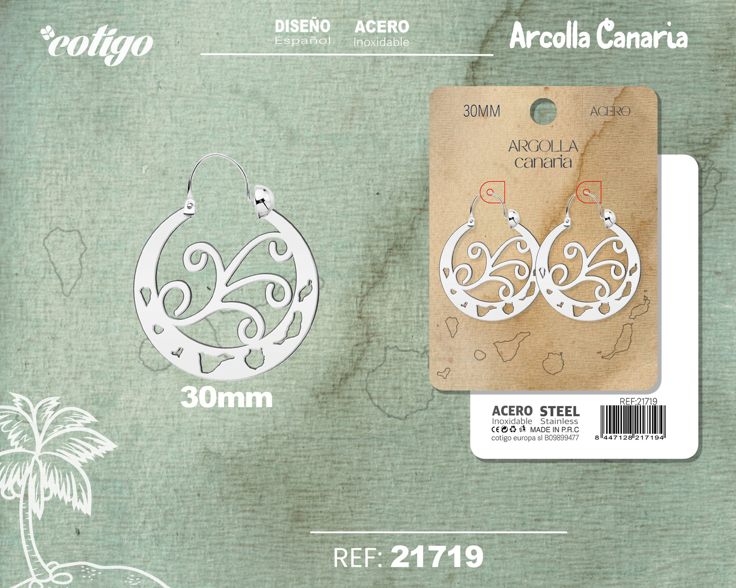 21719 Argolla Canaria 30mm Acero Plateado