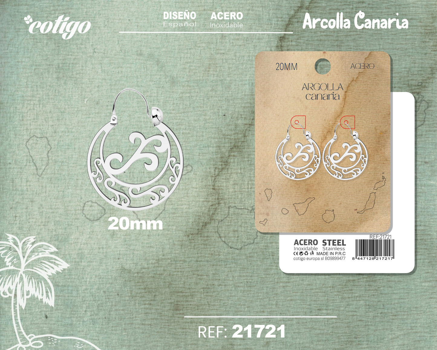 21721 Argolla Canaria 20mm Acero Plateado