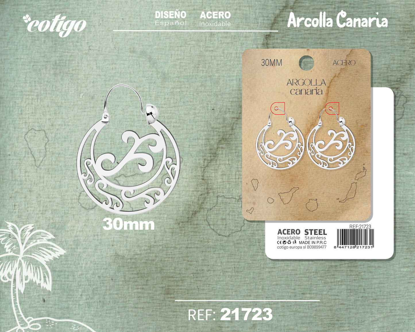 21723 Argolla Canaria 30mm Acero Plateado