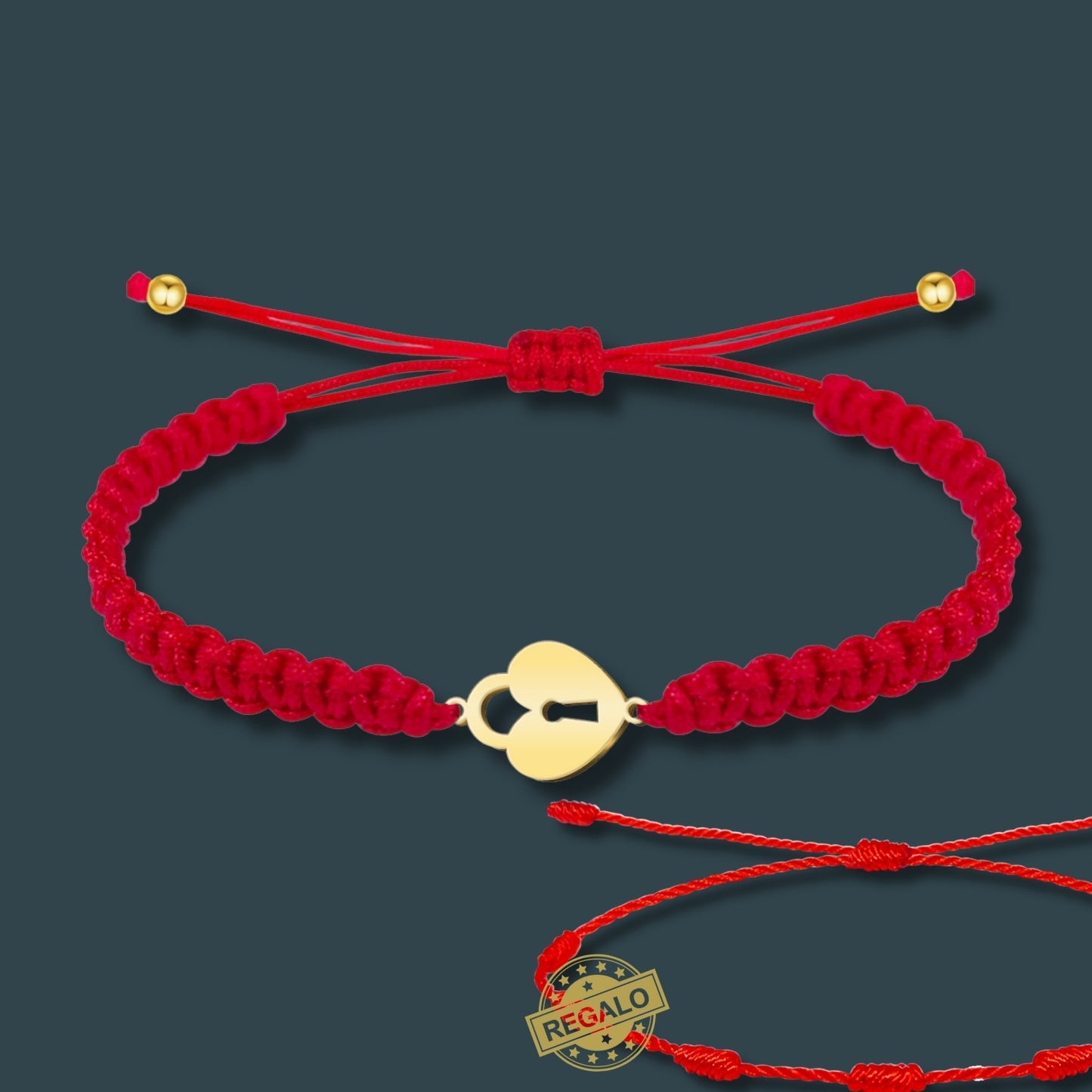 Pulsera Hilo Destino Roja Hecho a Mano 🧵 con Amuleto de Suerte y Protección 🍀 en Acero Inoxidable 💎 ¡Incluye Pulsera 7 Nudos de Regalo! 🎁