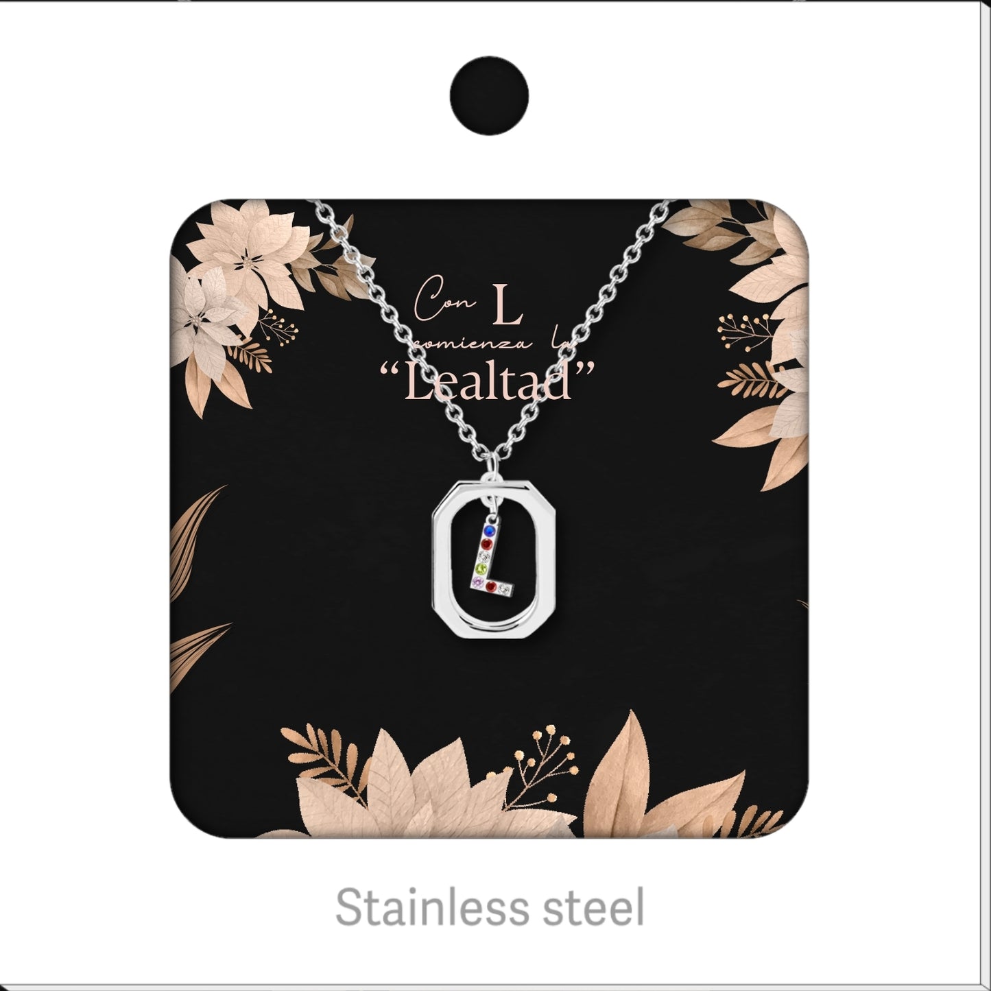 Collar Letra Inicial Acero Inoxidable con Tarjeta diseñado y Caja de Regalo, Regalo para Cumpleaños, Navidad, Día de Madera, San Valentín