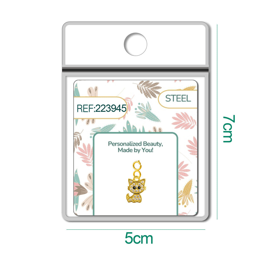 CHARM de Cobre Chapado a Oro 14K con Circonita-con Cierre