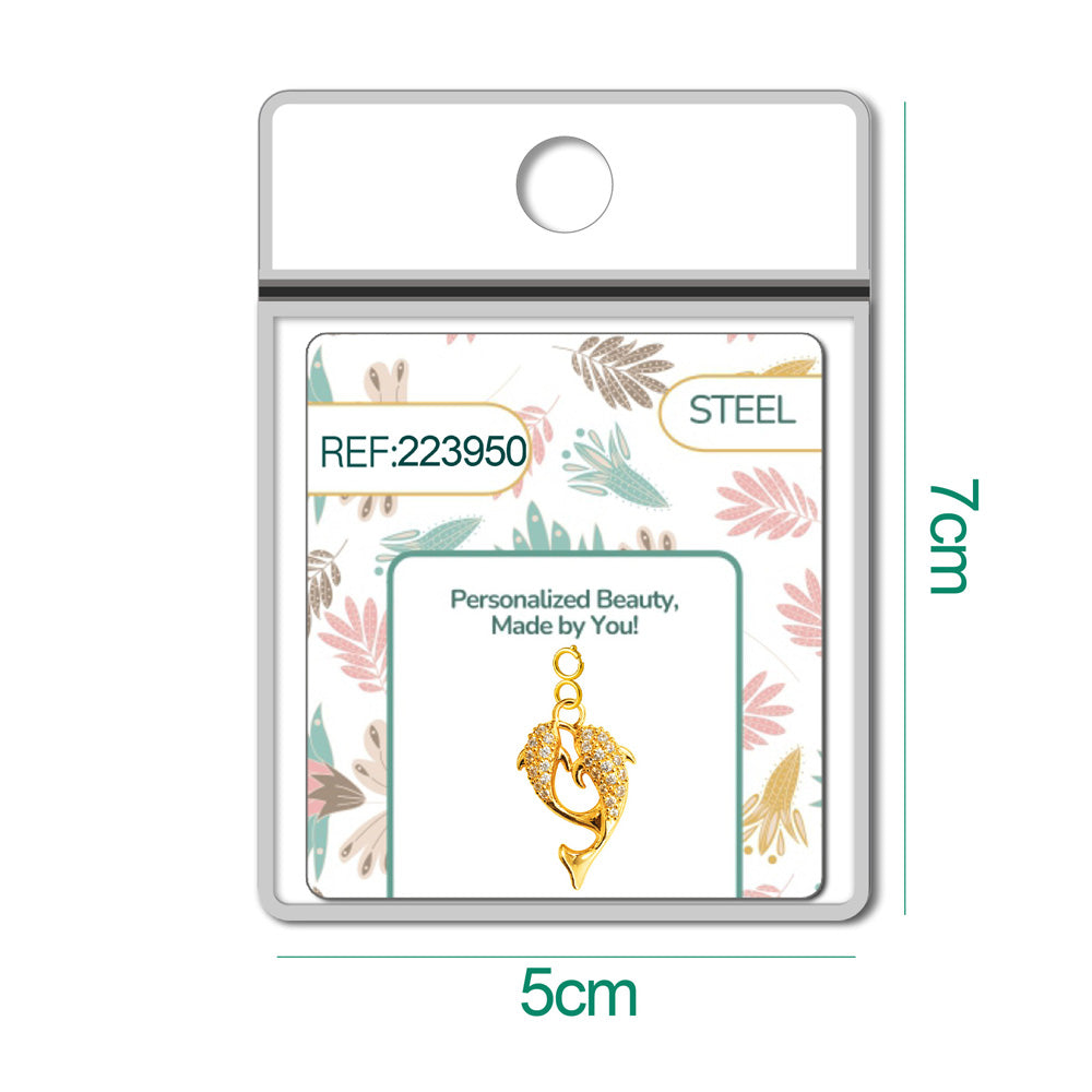 CHARM de Cobre Chapado a Oro 14K con Circonita-con Cierre