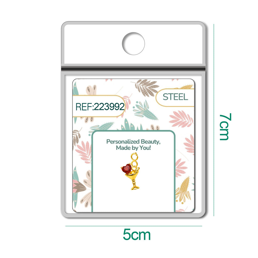 CHARM de Cobre Chapado a Oro 14K con Circonita-con Cierre