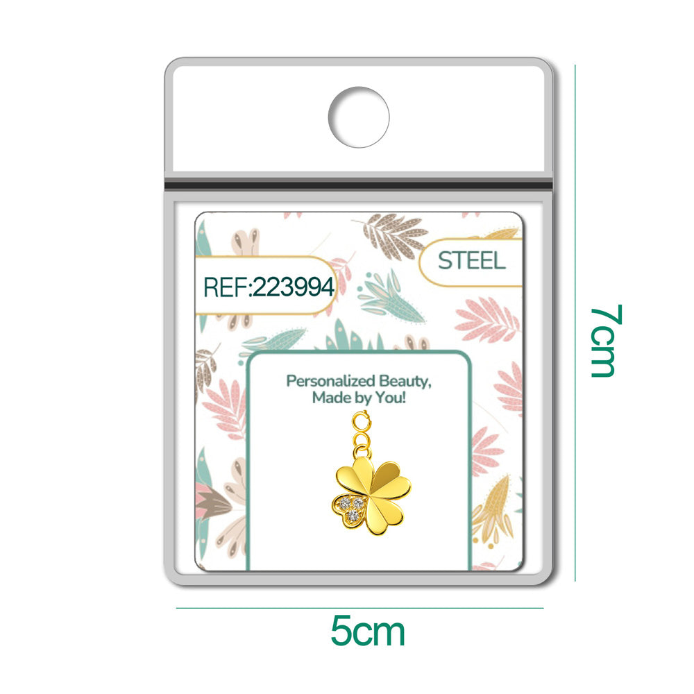 CHARM de Cobre Chapado a Oro 14K con Circonita-con Cierre