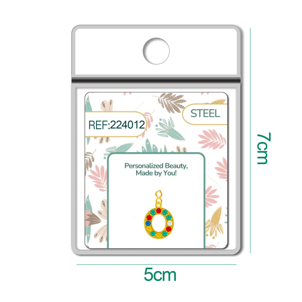 CHARM de Letra O Acero color Dorado con Circonita-con Cierre
