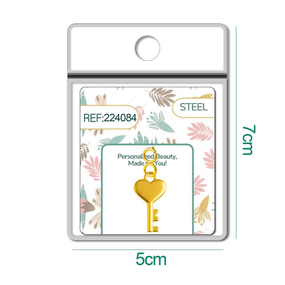 CHARM Acero Dorado Chapado Oro 14 K-con Cierre