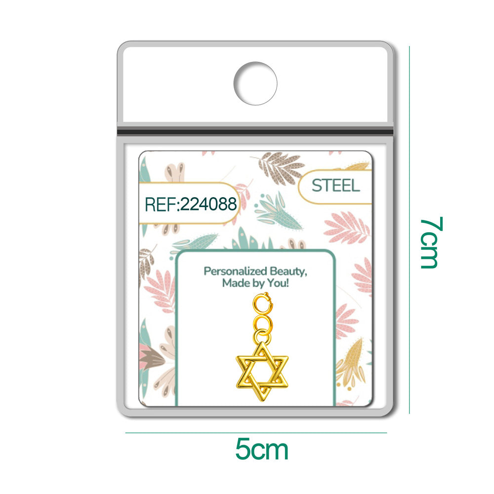 CHARM Acero Dorado Chapado Oro 14 K-con Cierre