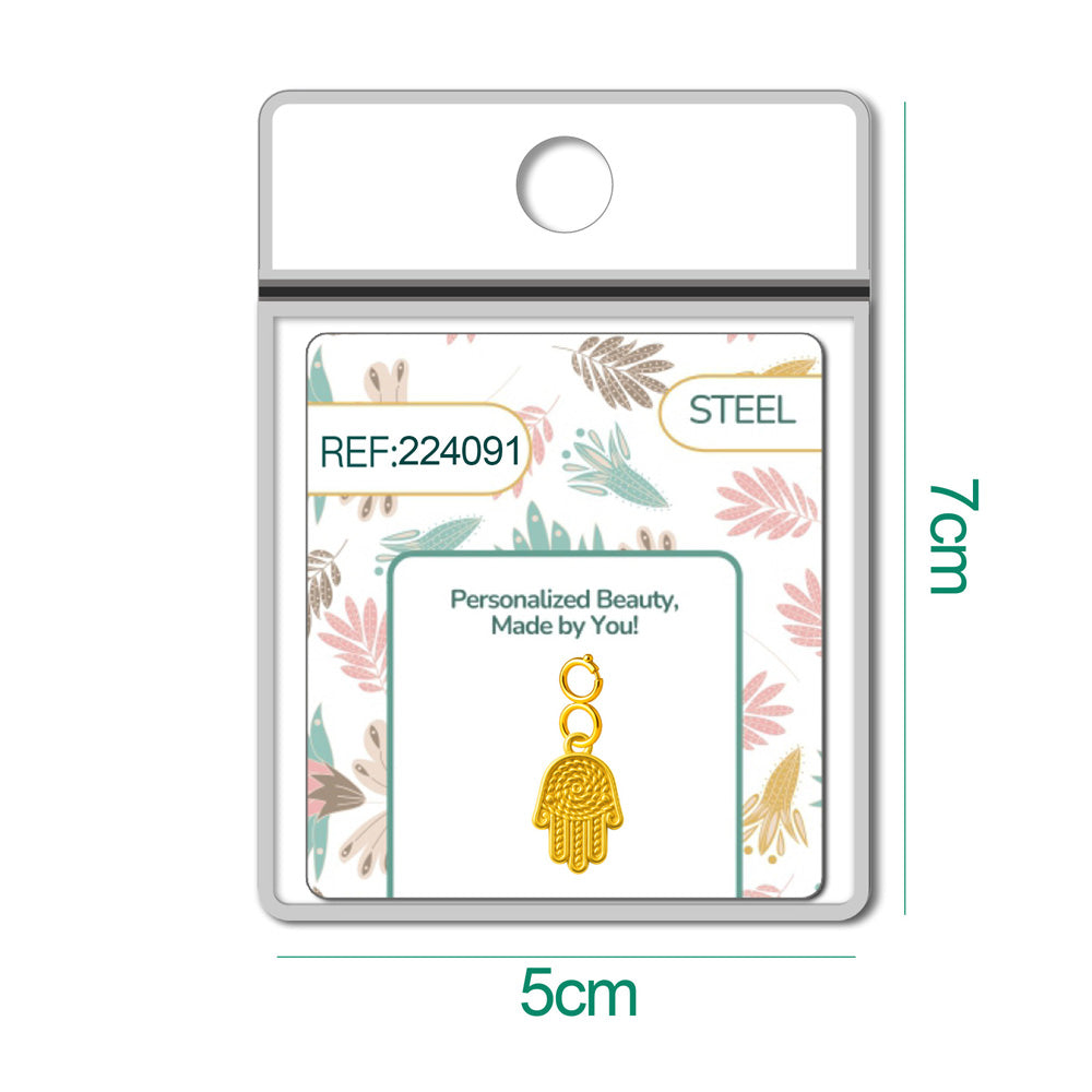 CHARM Acero Dorado Chapado Oro 14 K-con Cierre