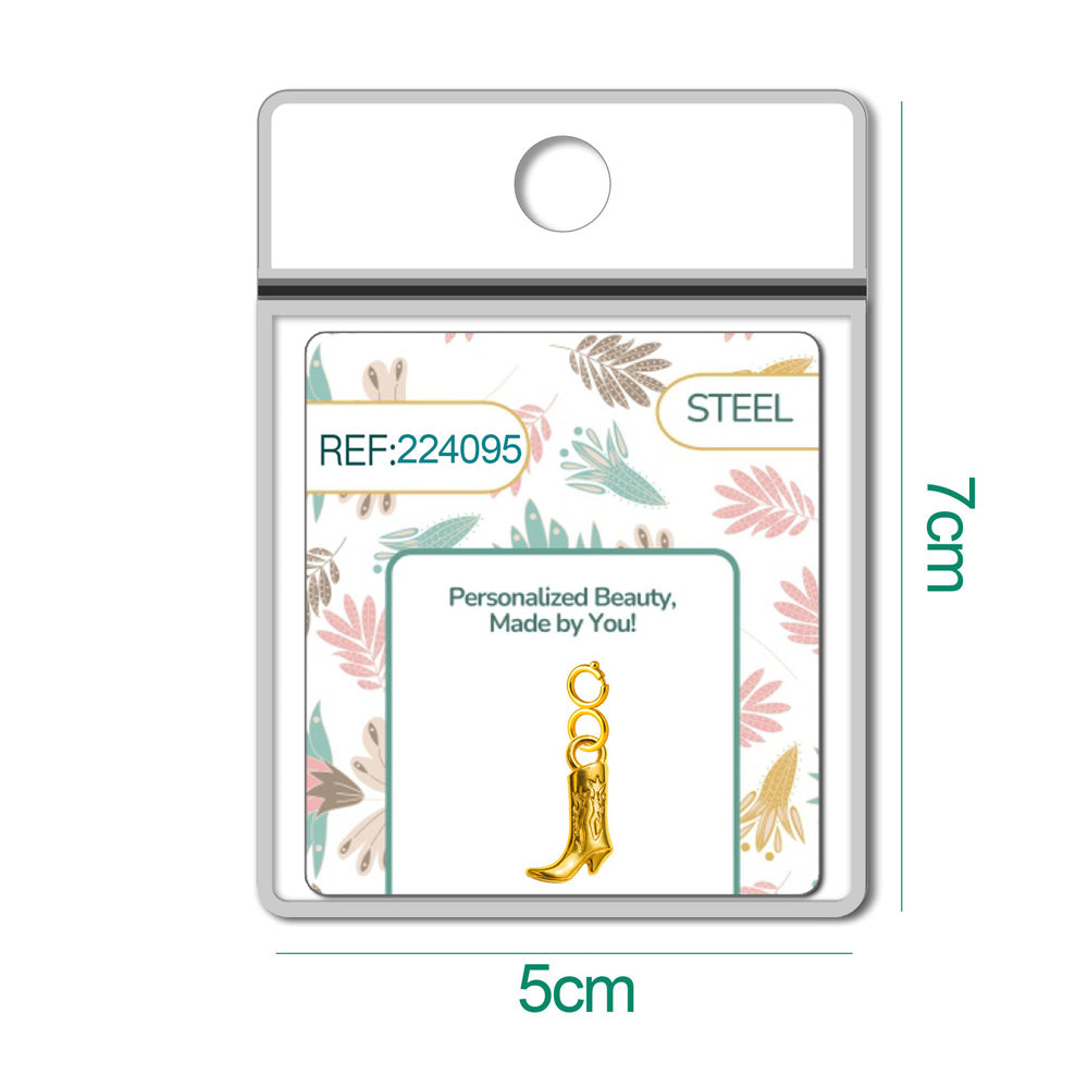 CHARM Acero Dorado Chapado Oro 14 K-con Cierre