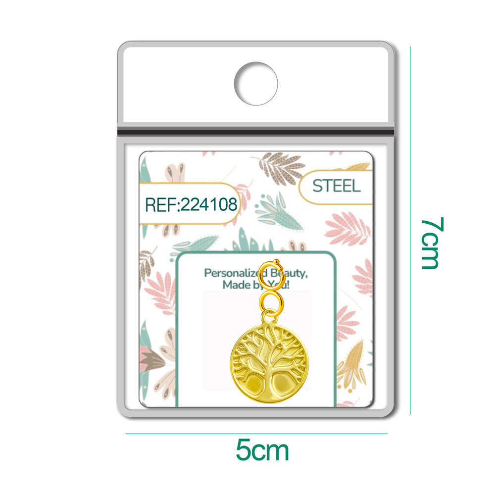 CHARM Acero Dorado Chapado Oro 14 K-con Cierre