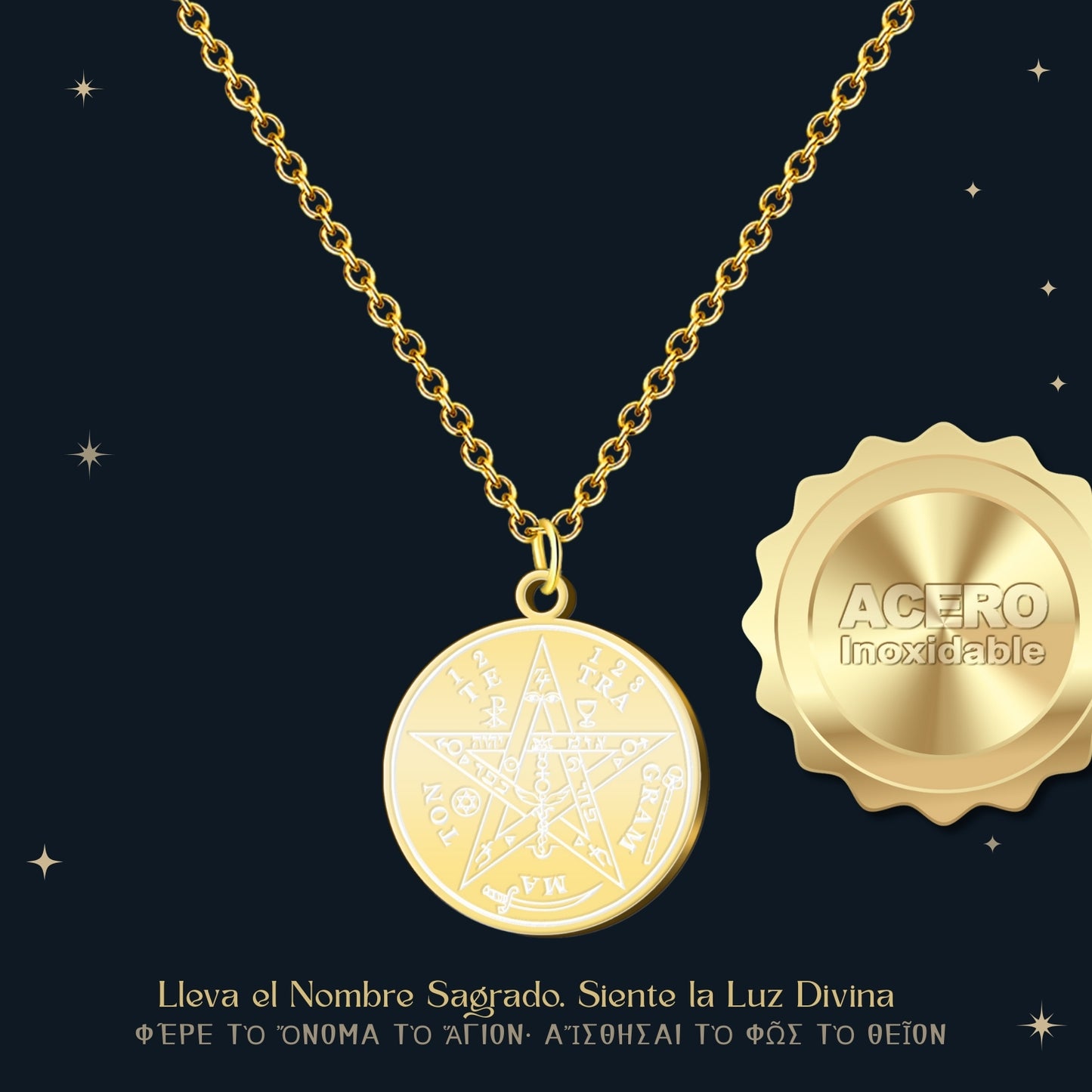 Colgante Tetragramaton Acero color Dorado