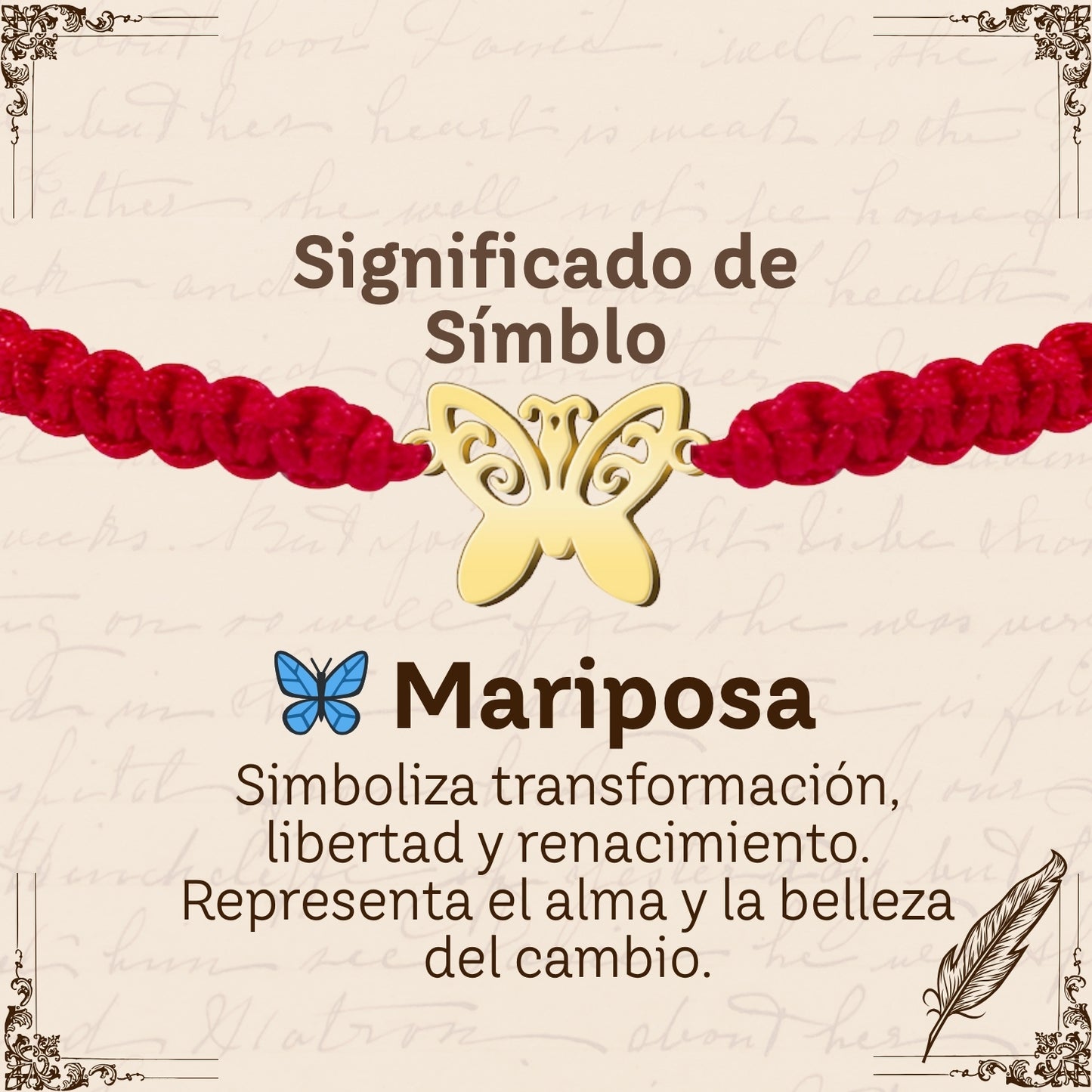 Pulsera Hilo Destino con Mariposa Acero Dorado