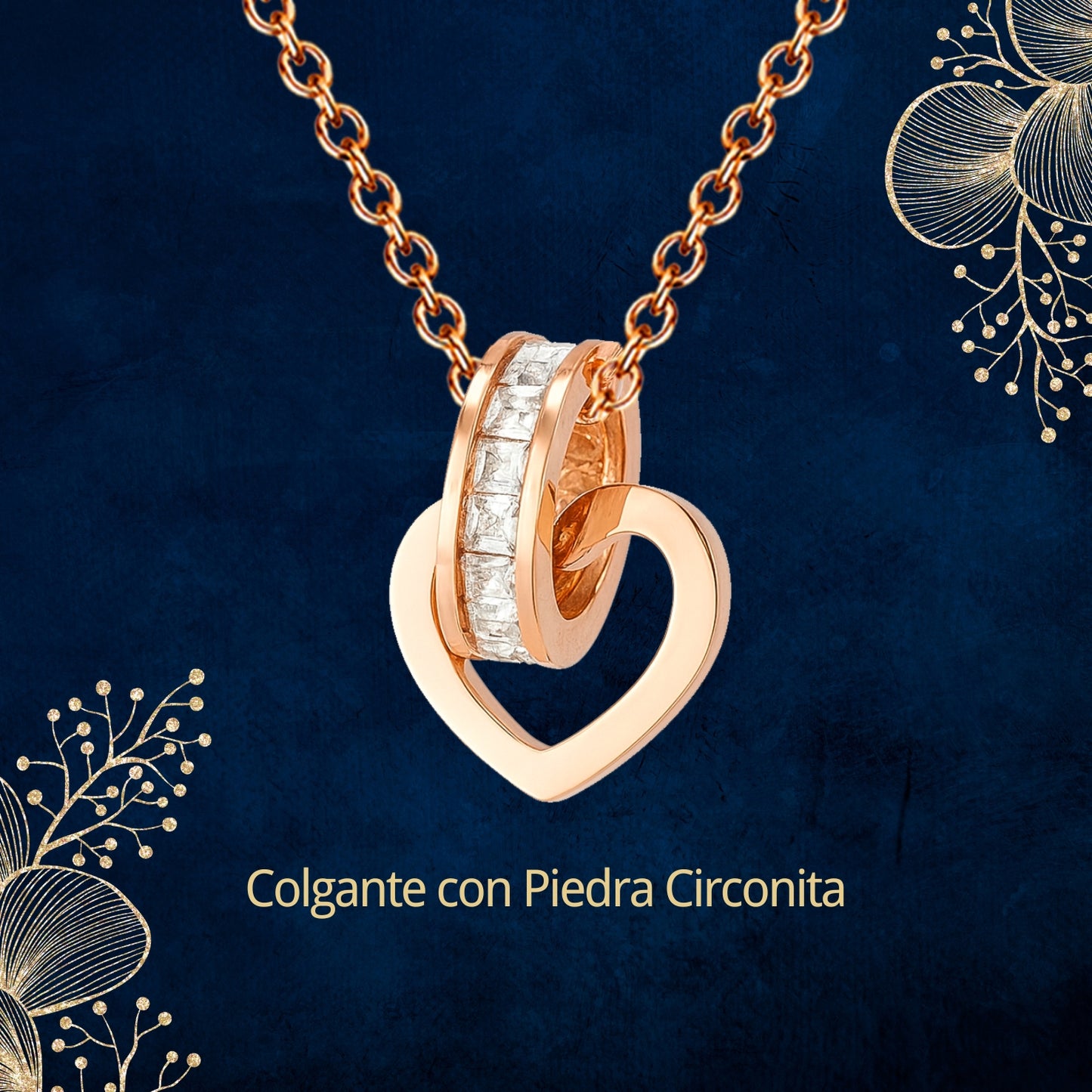 Collar Acero y colgante Cobre con Piedra Circonita para Regalar a Amor