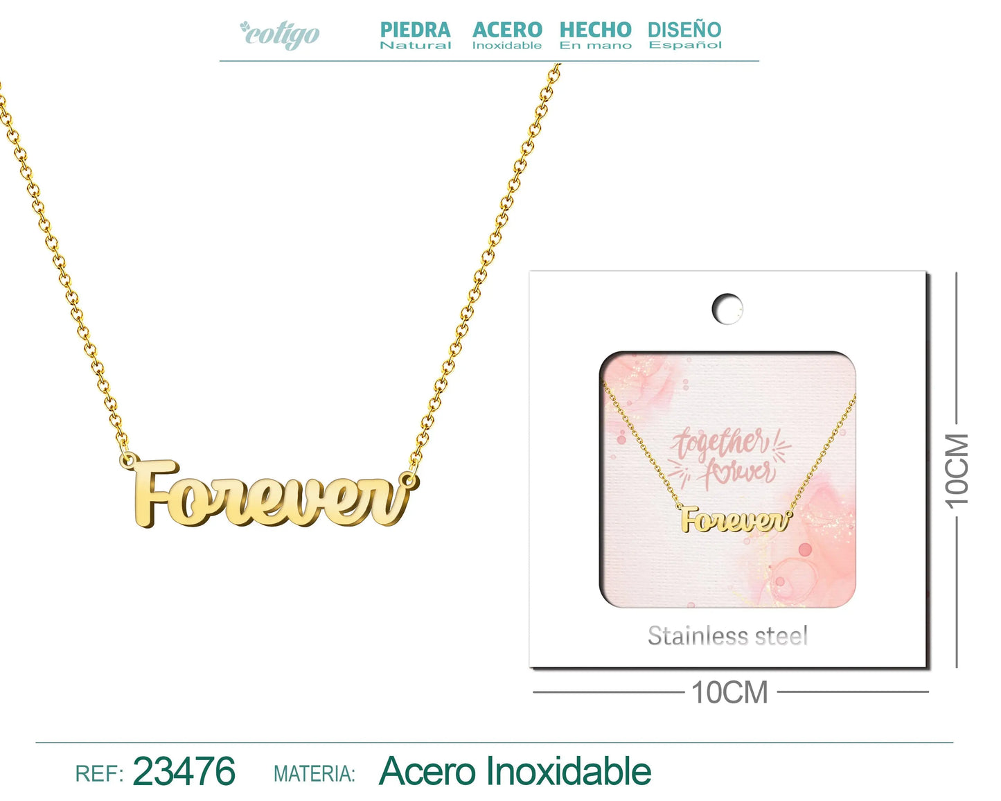 Collar Ingles para Forever Acero con Sobre - cotigo