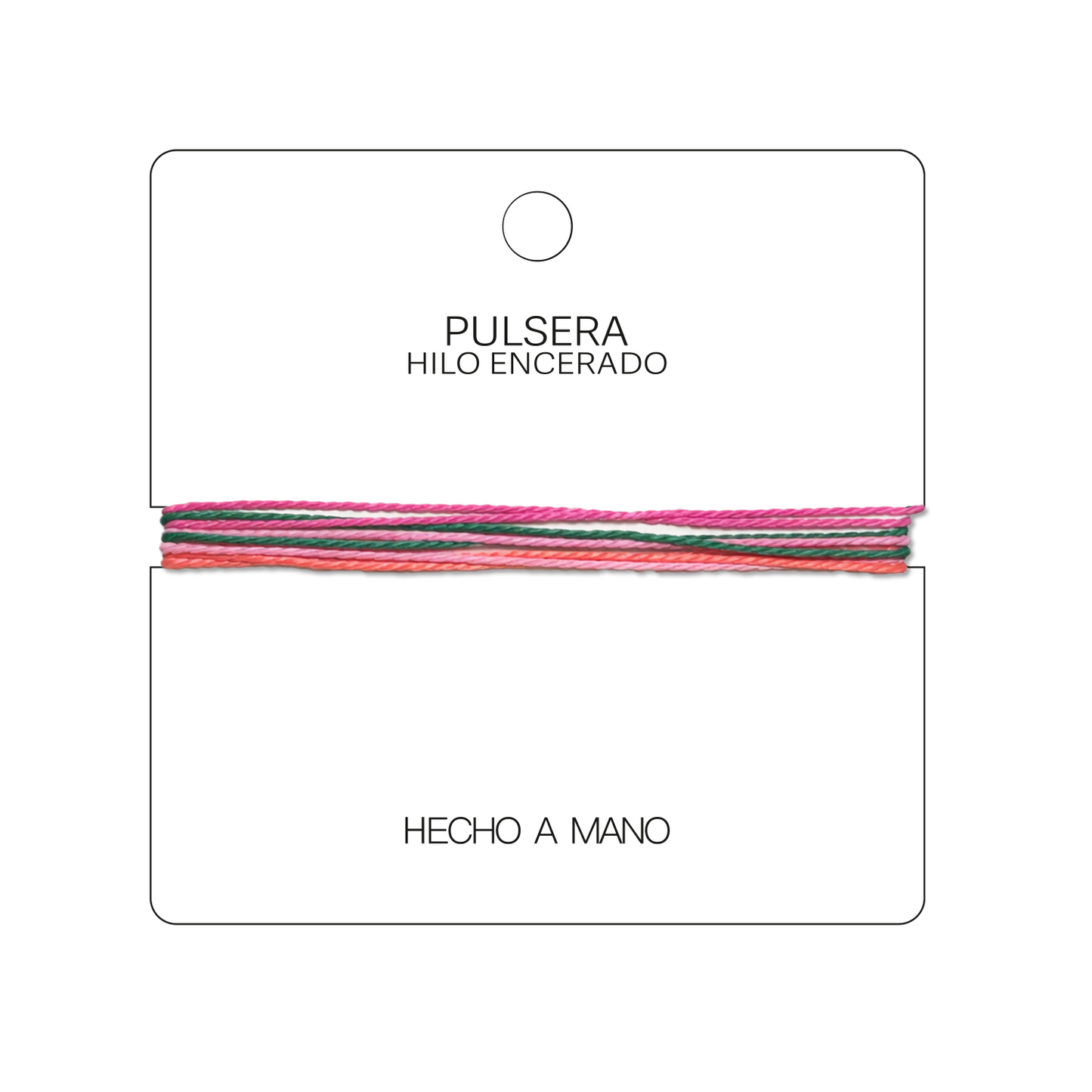 Hibisco - Pulsera Surfista de Hilo Encerado - Rosa, Rojo y Verde