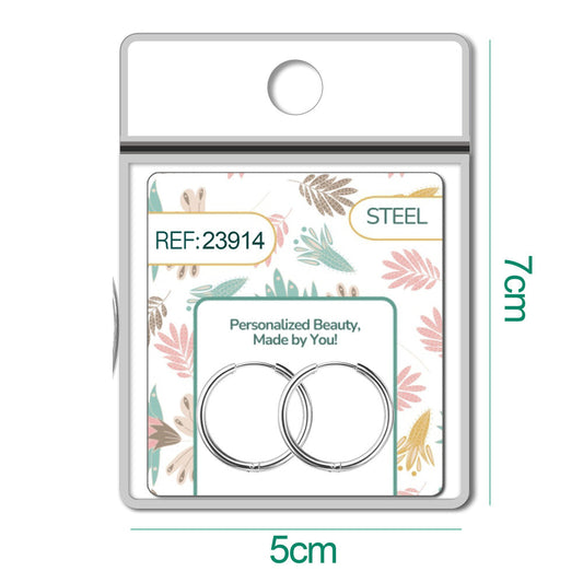 Pendiente de Aro Acero 16mm color Plateado para CHARM - cotigo