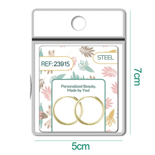 Pendiente de Aro Acero 16mm color Dorado para CHARM - cotigo