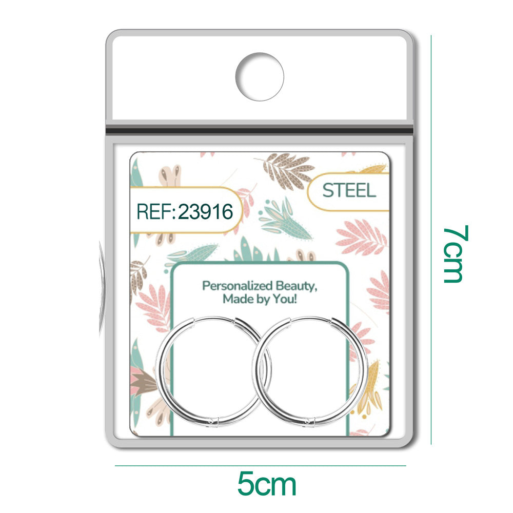 Pendiente de Aro Acero 20mm color Plateado para CHARM