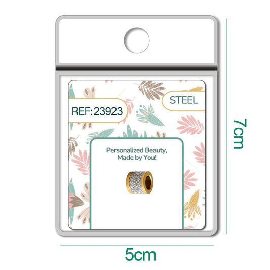 CHARM 6mm Acero Dorado con Agujero 3mm con Circonita para Cadena de Serpiente - cotigo