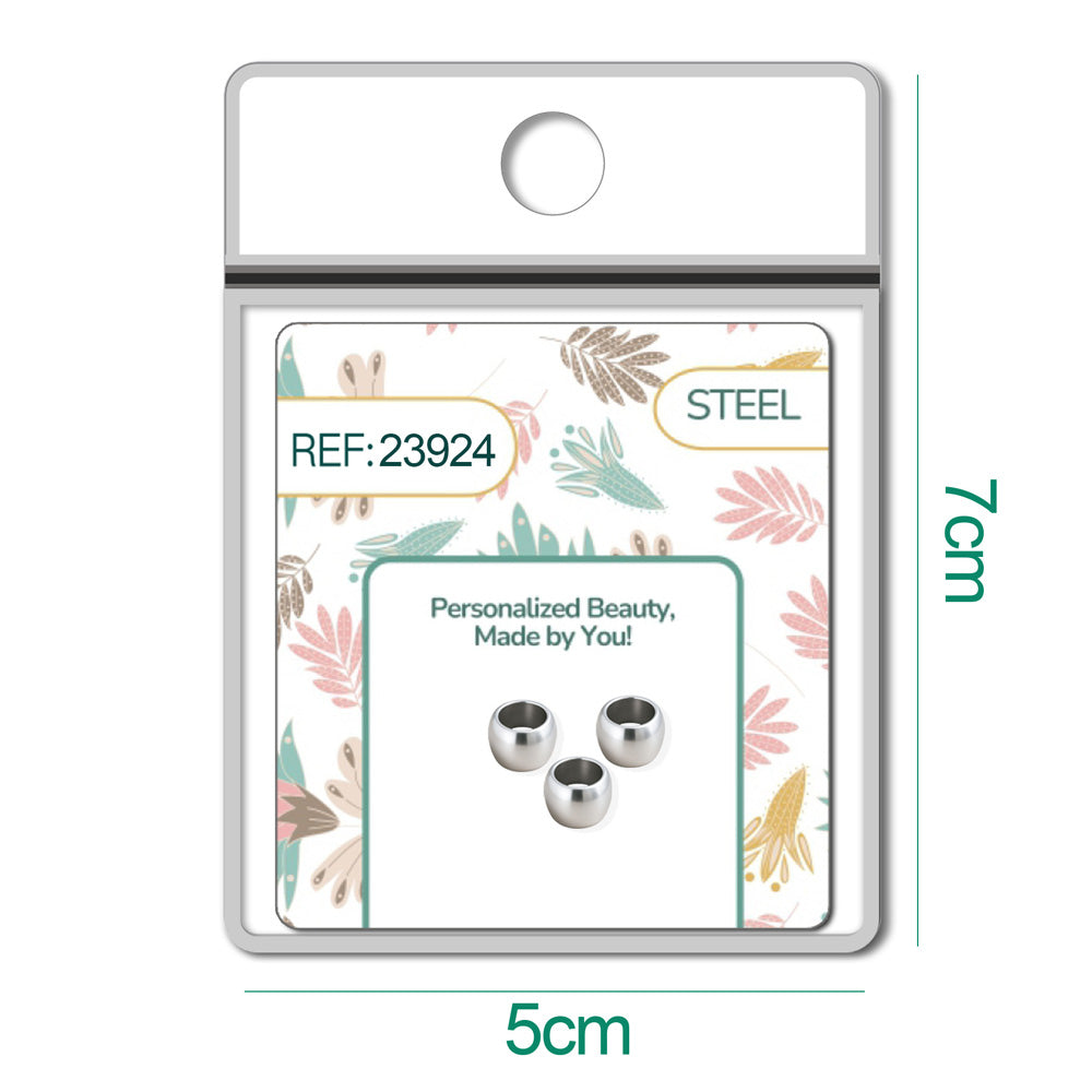 CHARM de Bola 6mm Acero Plateado con Agujero 3mm para Cadena de Serpiente