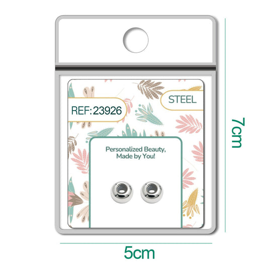 Bola plano 6mm Acero Plateado con Goma para Fijar CHARM en Cadena de Serpiente - cotigo