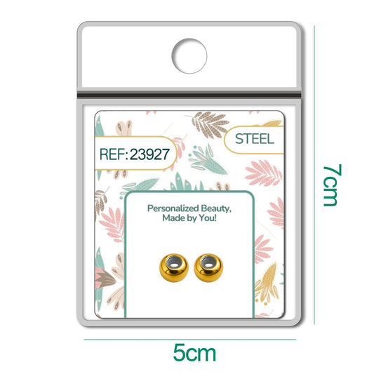 Bola plano 6mm Acero Dorado con Goma para Fijar CHARM en Cadena de Serpiente - cotigo