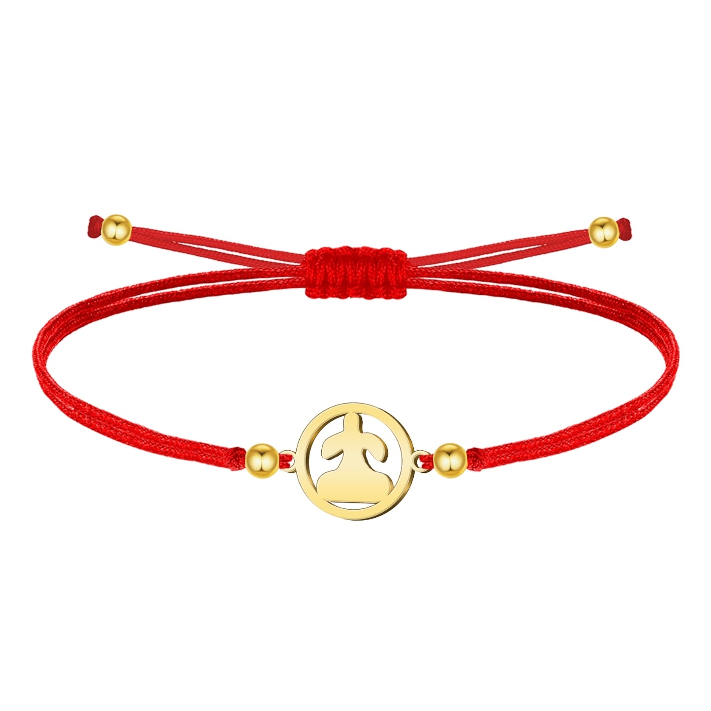 Pulsera Hilo Con Idolo de Tarra Acero Dorado