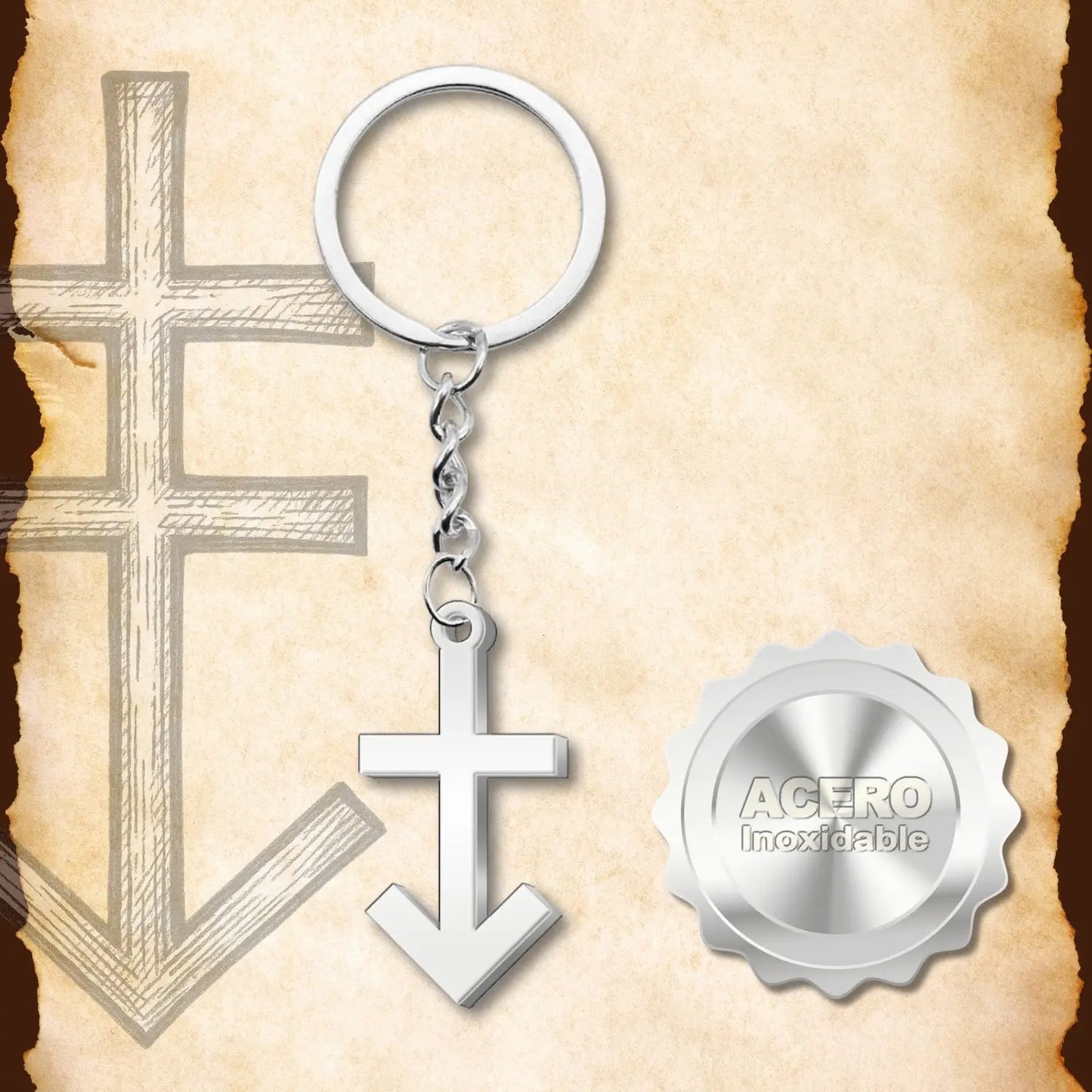 Llavero de Cruz contra el Mal Acero - cotigo