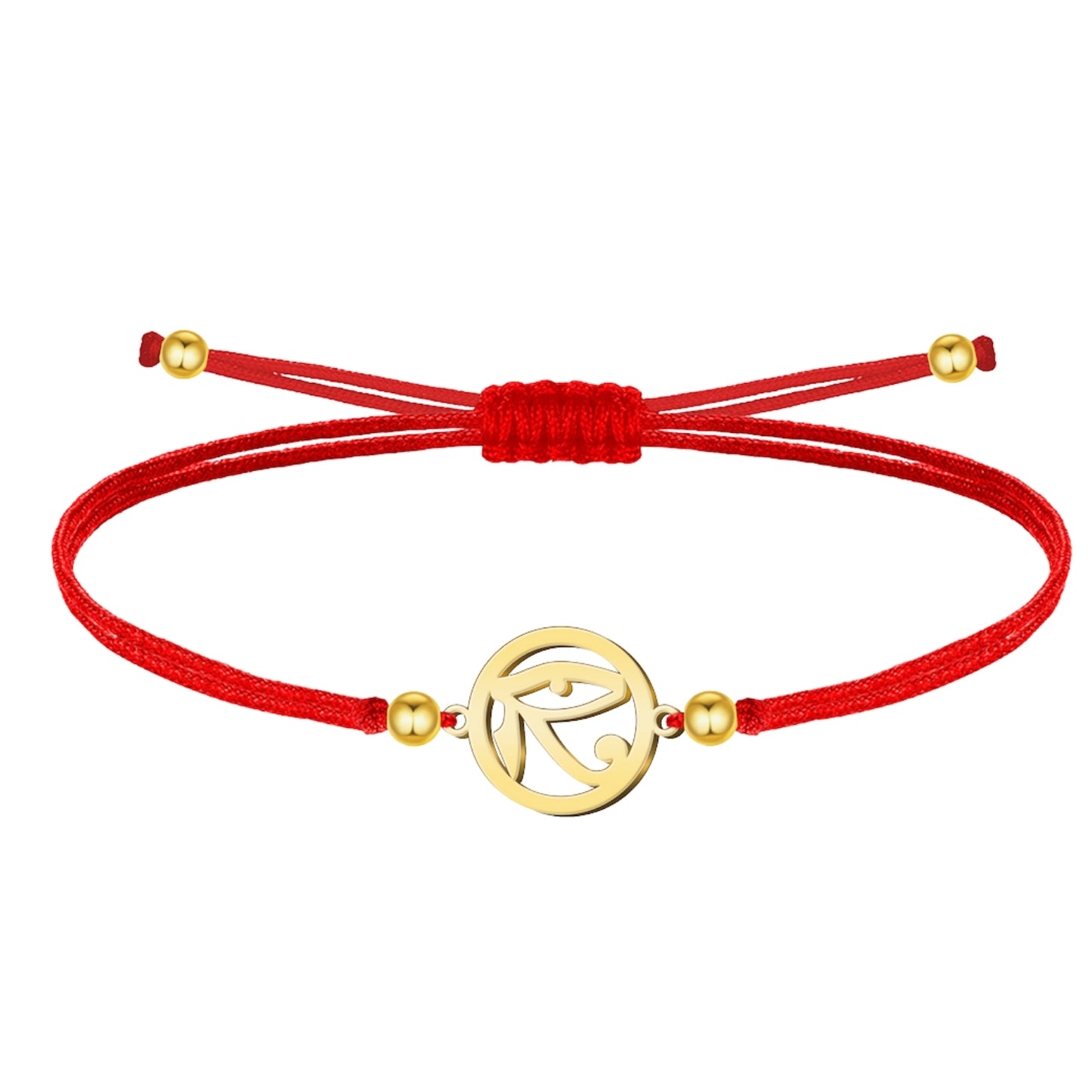 Pulsera Ojo de Horus Dorado de Hilo En.Rojo