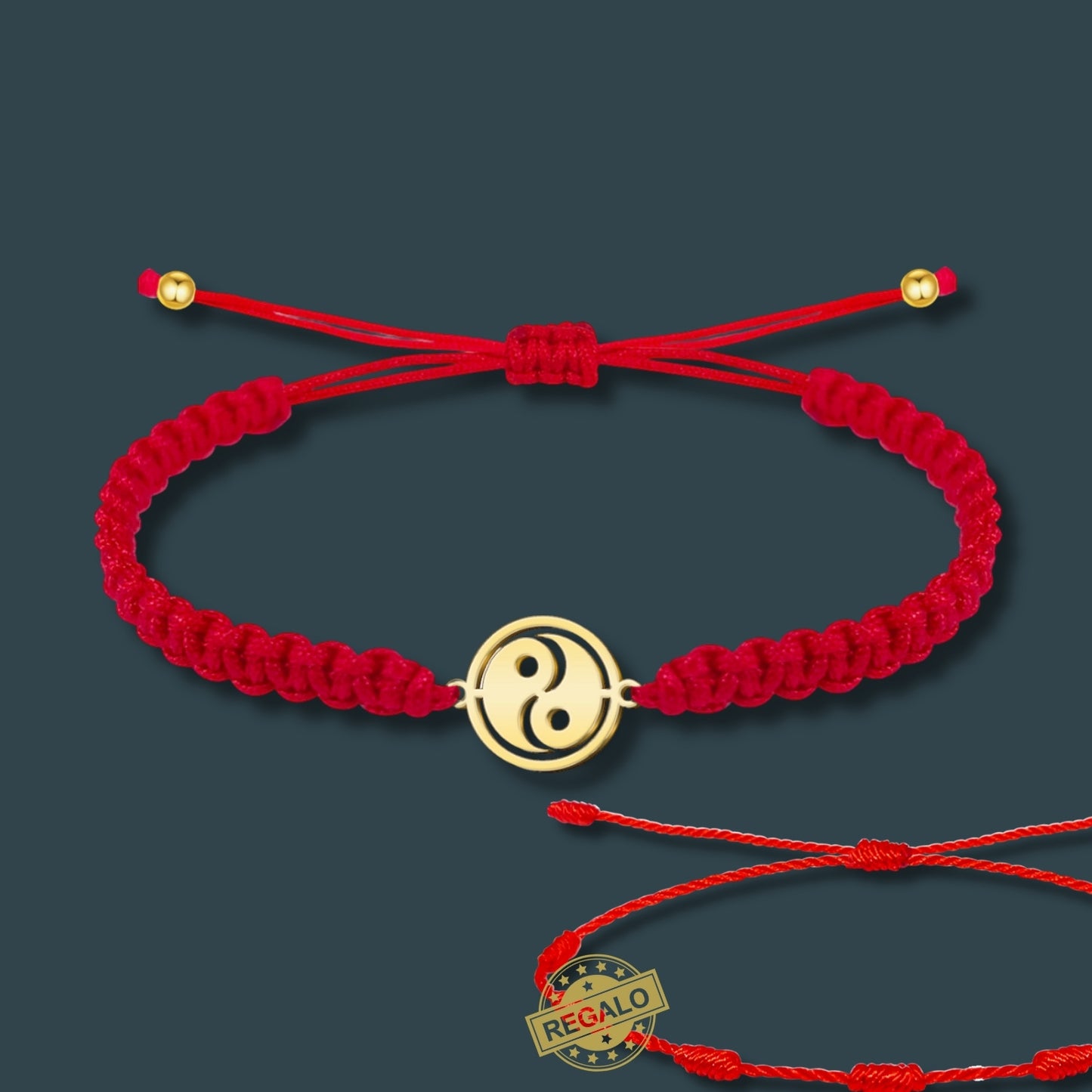 Pulsera Hilo Destino Roja Hecho a Mano 🧵 con Amuleto de Suerte y Protección 🍀 en Acero Inoxidable 💎 ¡Incluye Pulsera 7 Nudos de Regalo! 🎁
