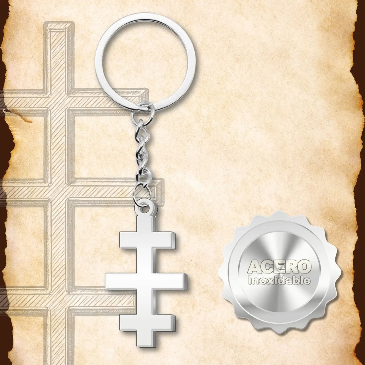 Llavero de Cruz de las Catacumbas Acero - cotigo