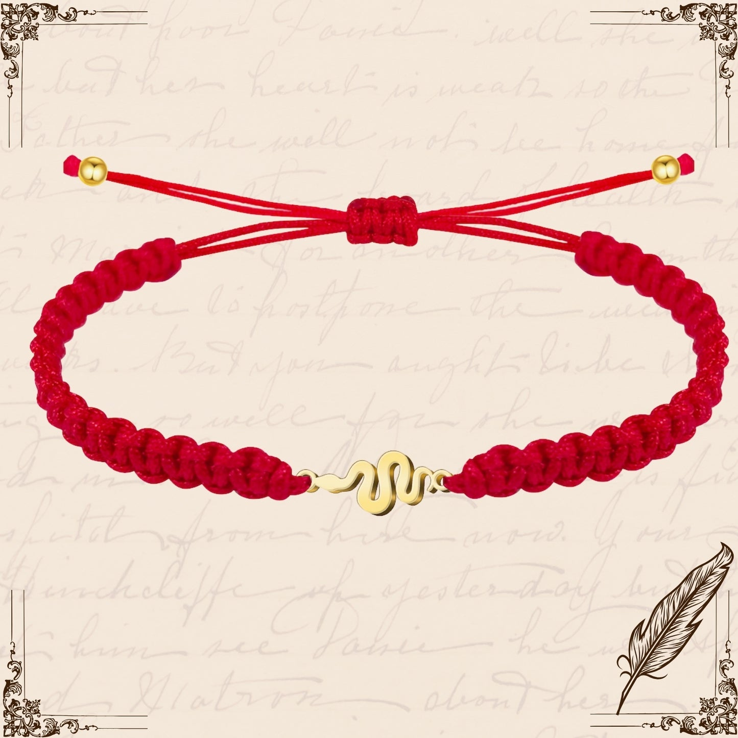 Pulsera Hilo Destino con Serpiente Acero Dorado