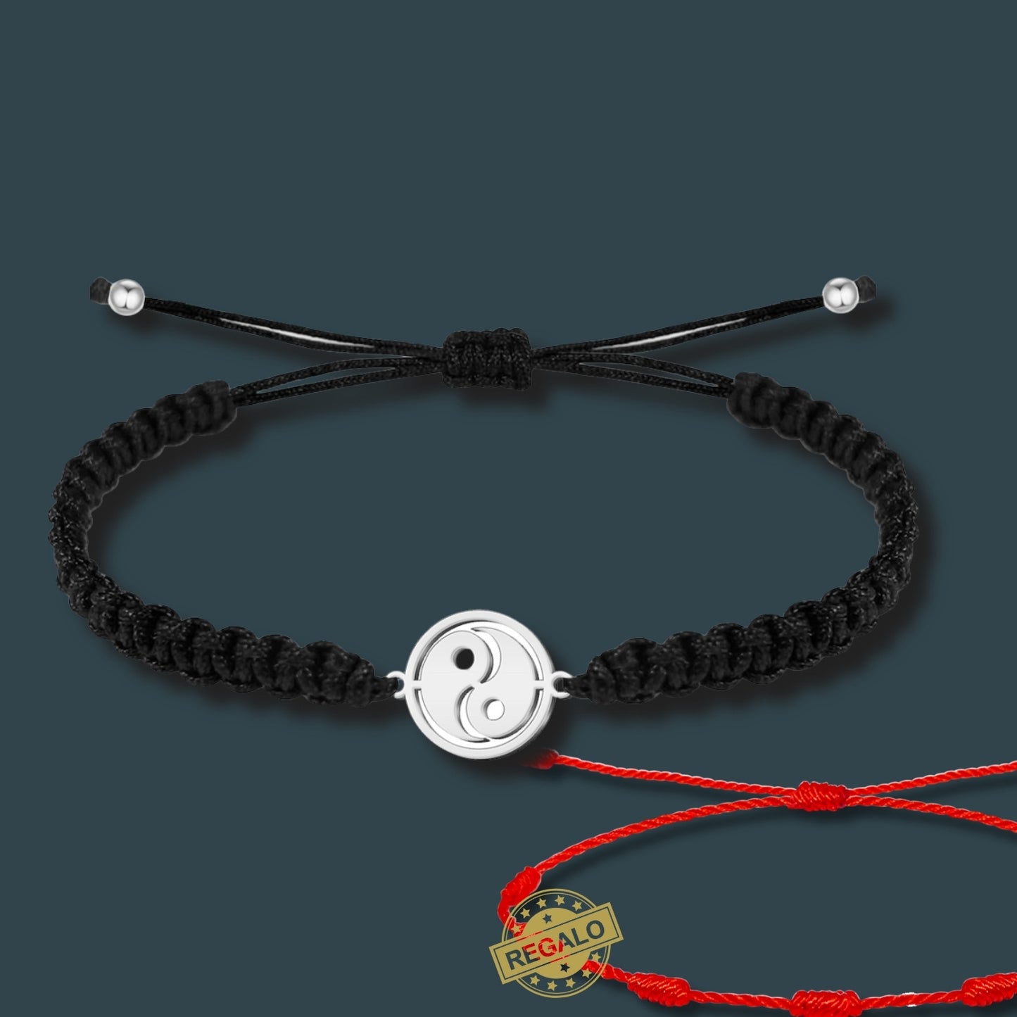 ✨Pulsera de Hilo Trenzado Hecha a Mano 🧵 con Amuleto de Suerte y Protección 🍀 Acero Inoxidable 💎 ¡Incluye Pulsera 7 Nudos de Regalo! 🎁