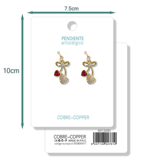 Pendientes de Frutas Fresas con Circonitas