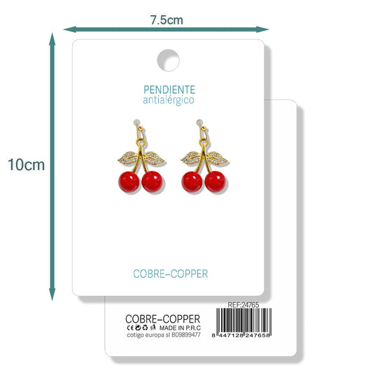 Pendientes de Frutas Cerezas con Circonitas