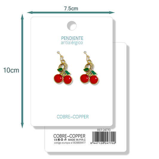 Pendientes de Frutas Cerezas con Circonitas