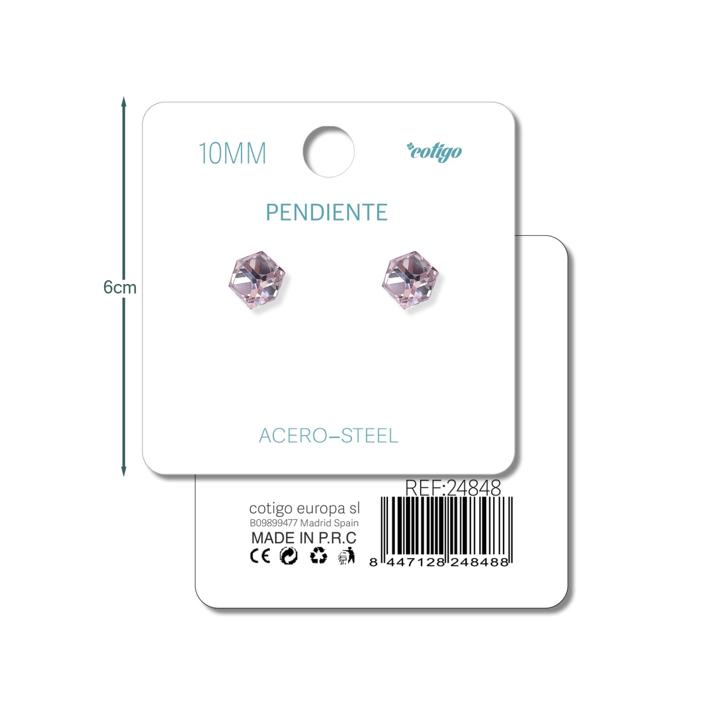 Pendiente de Cristal Ovalado 10MM