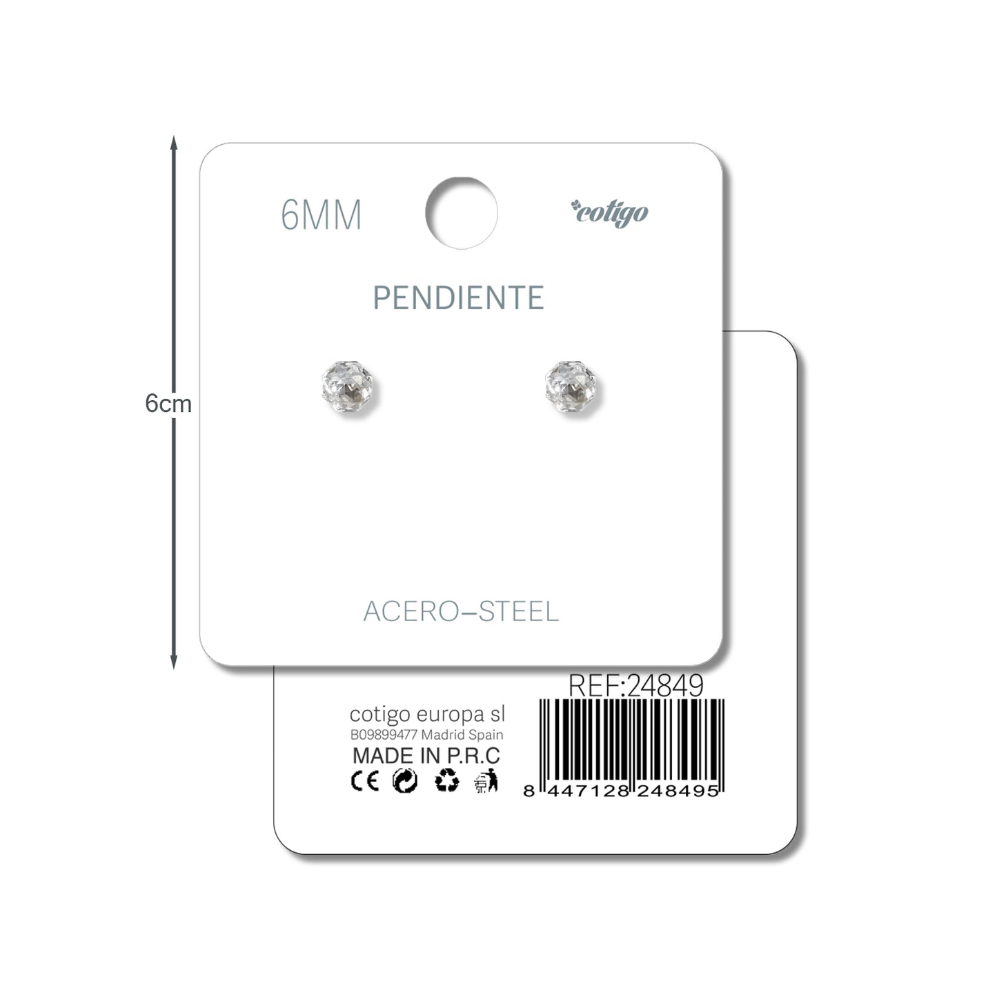 Pendiente de Cristal Ovalado 6MM