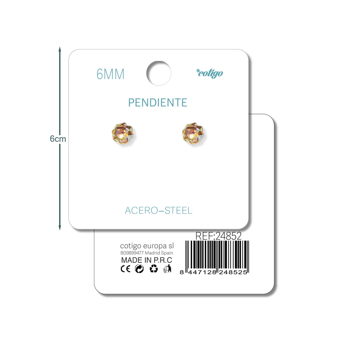 Pendiente de Cristal Ovalado 6MM