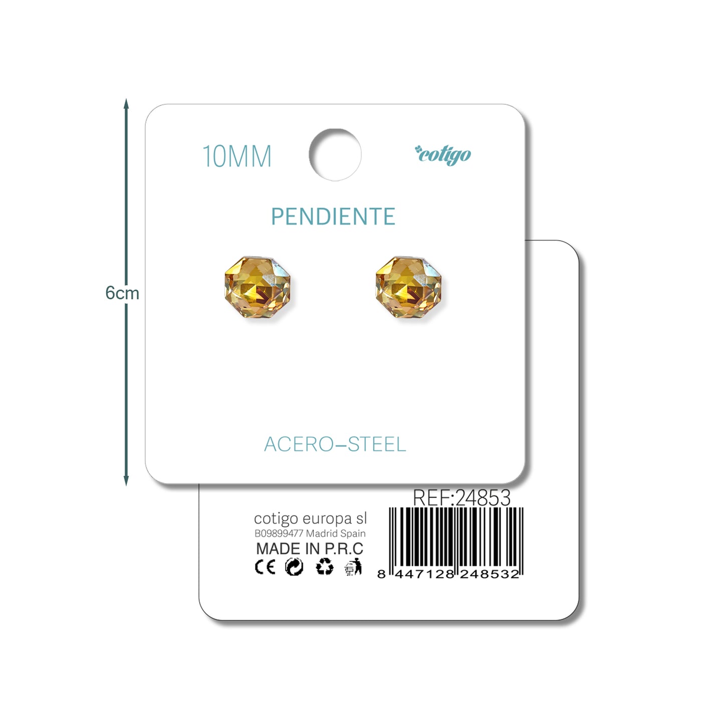 Pendiente de Cristal Ovalado 8MM