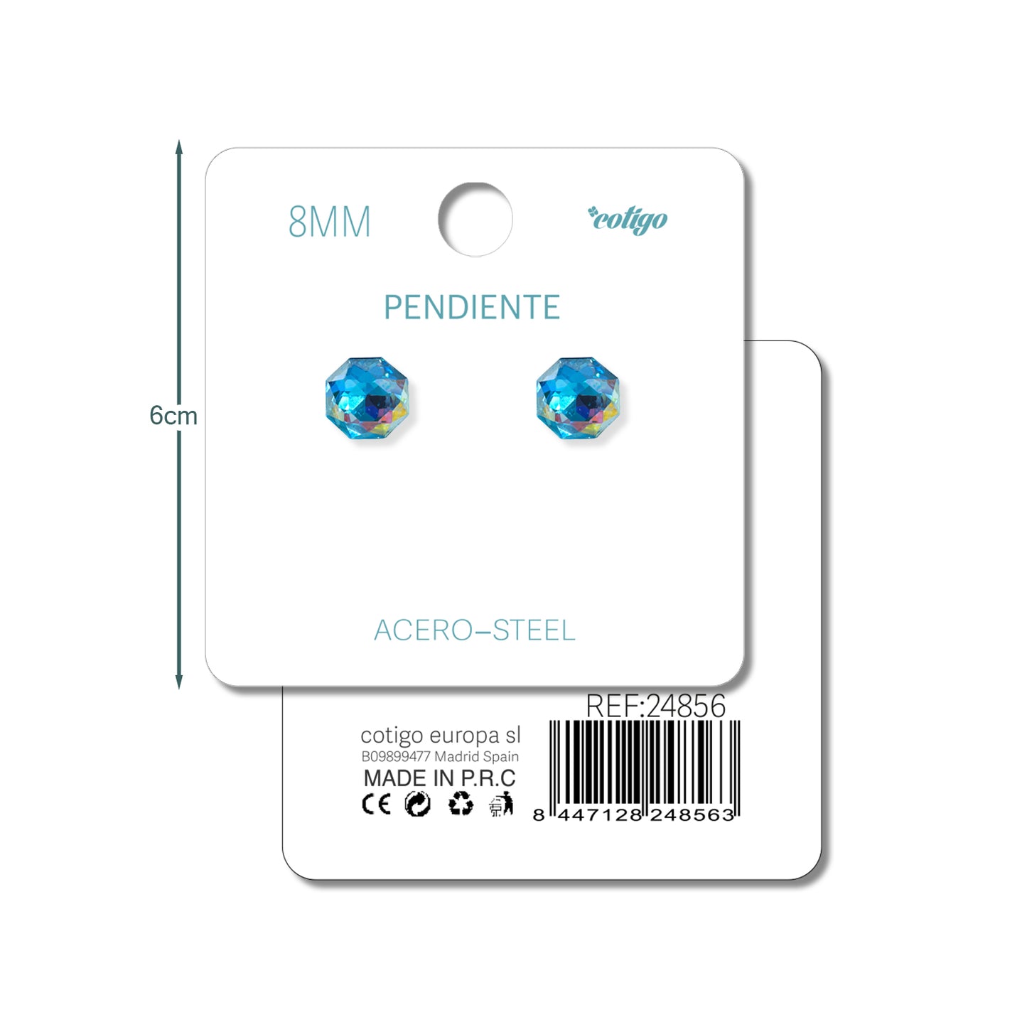 Pendiente de Cristal Ovalado 8MM