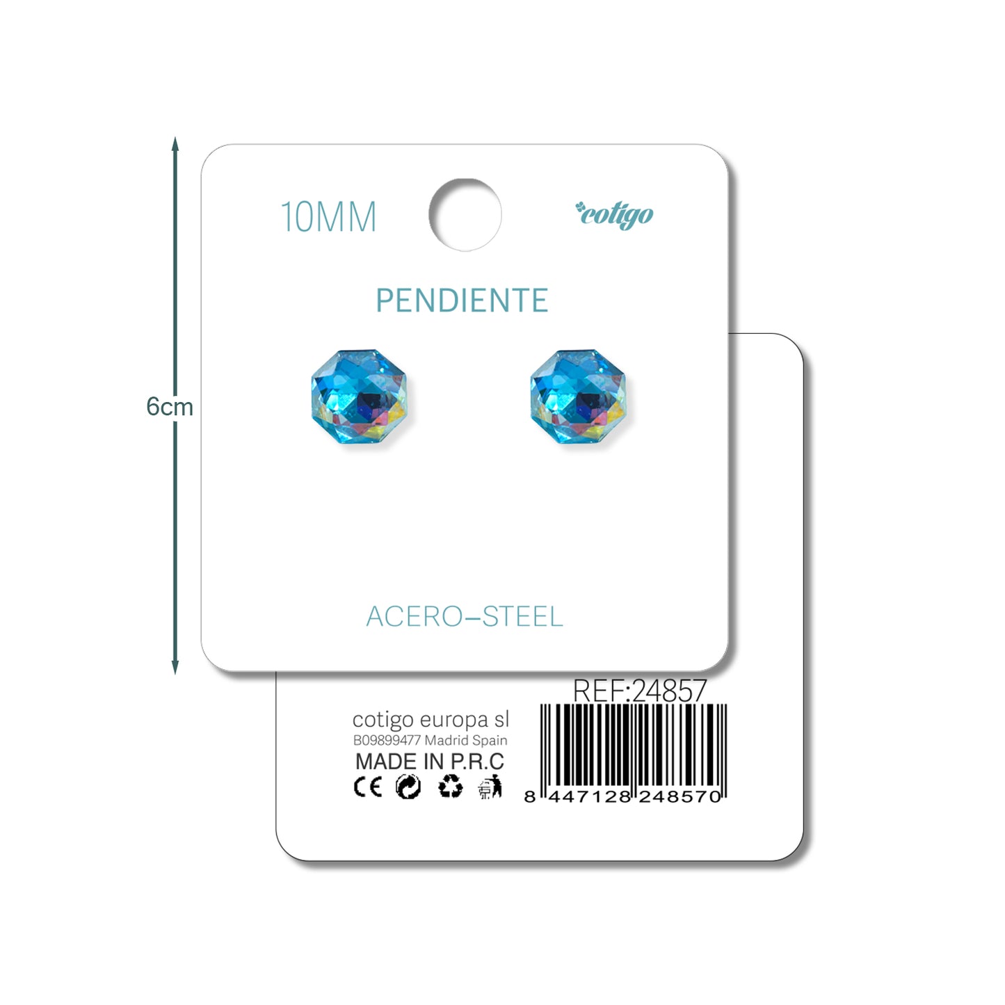 Pendiente de Cristal Ovalado 10MM