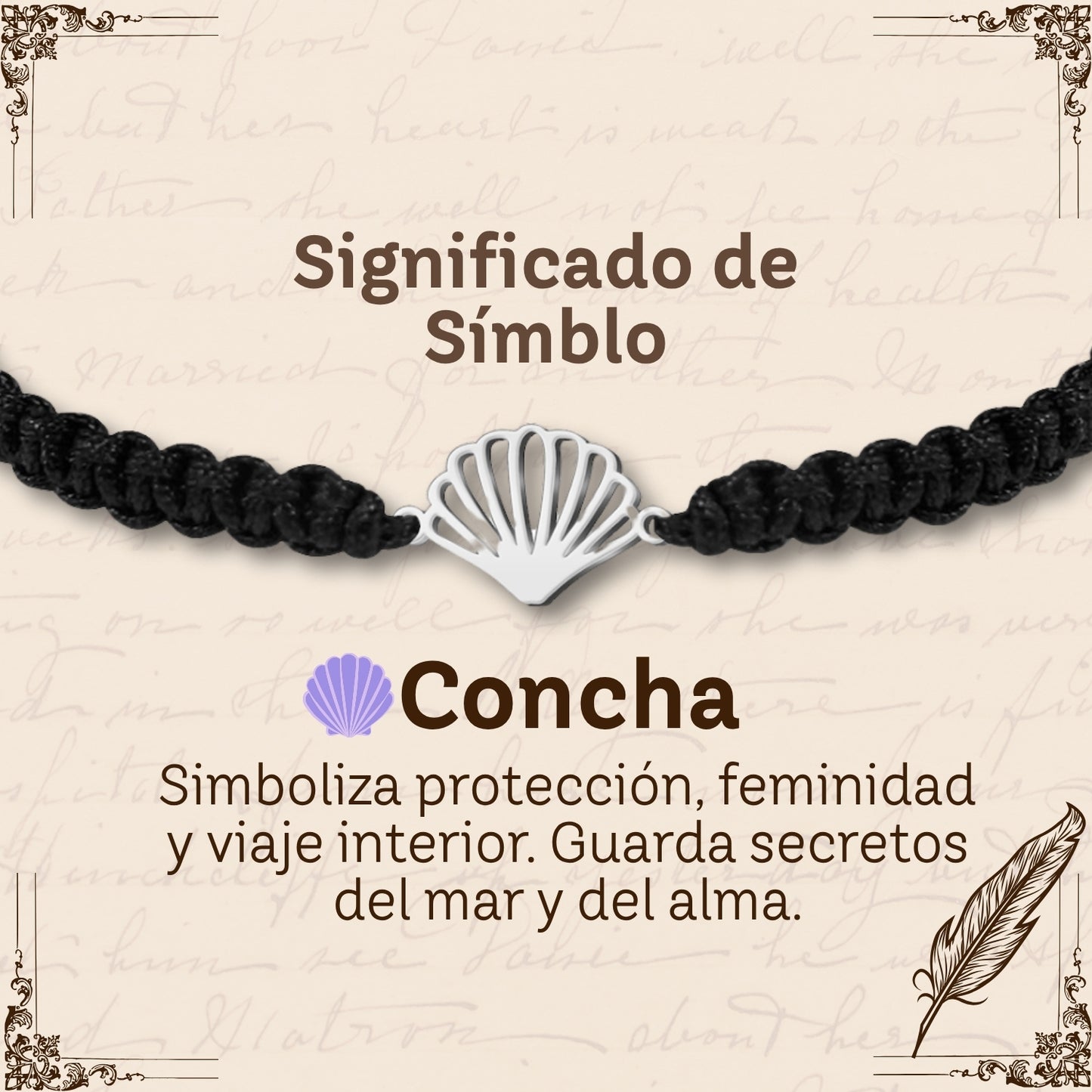 Pulsera Hilo Destino con La concha Acero Plateado