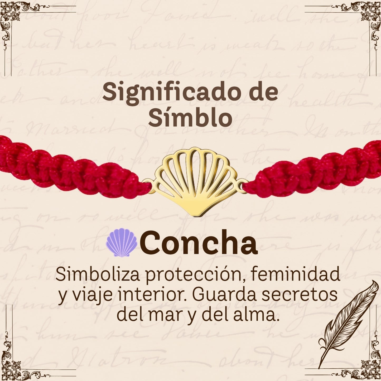 Pulsera Hilo Destino con La concha Acero Dorado