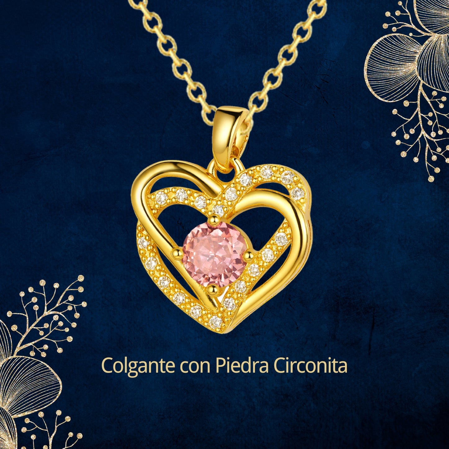 Collar Acero y colgante Cobre con Piedra Circonita para Regalar a Esposa