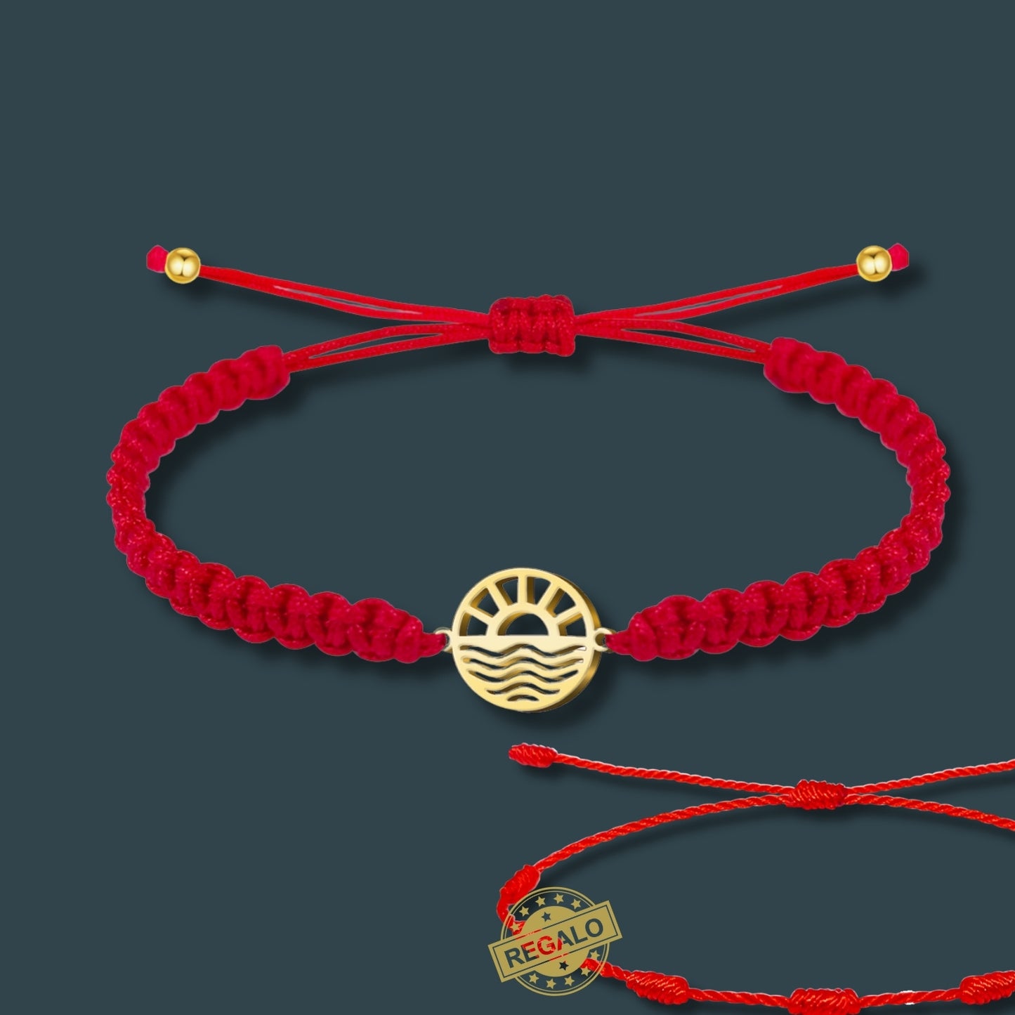 Pulsera Hilo Destino Roja Hecho a Mano 🧵 con Amuleto de Suerte y Protección 🍀 en Acero Inoxidable 💎 ¡Incluye Pulsera 7 Nudos de Regalo! 🎁