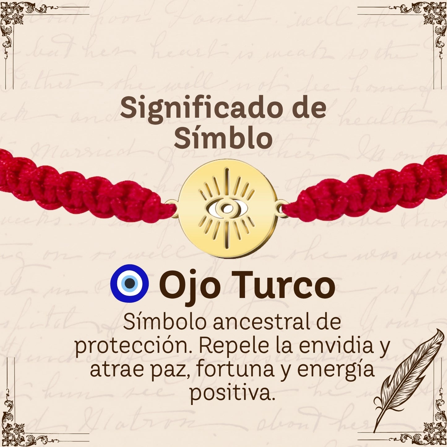 Pulsera Hilo Destino con Ojo Turco Acero Dorado