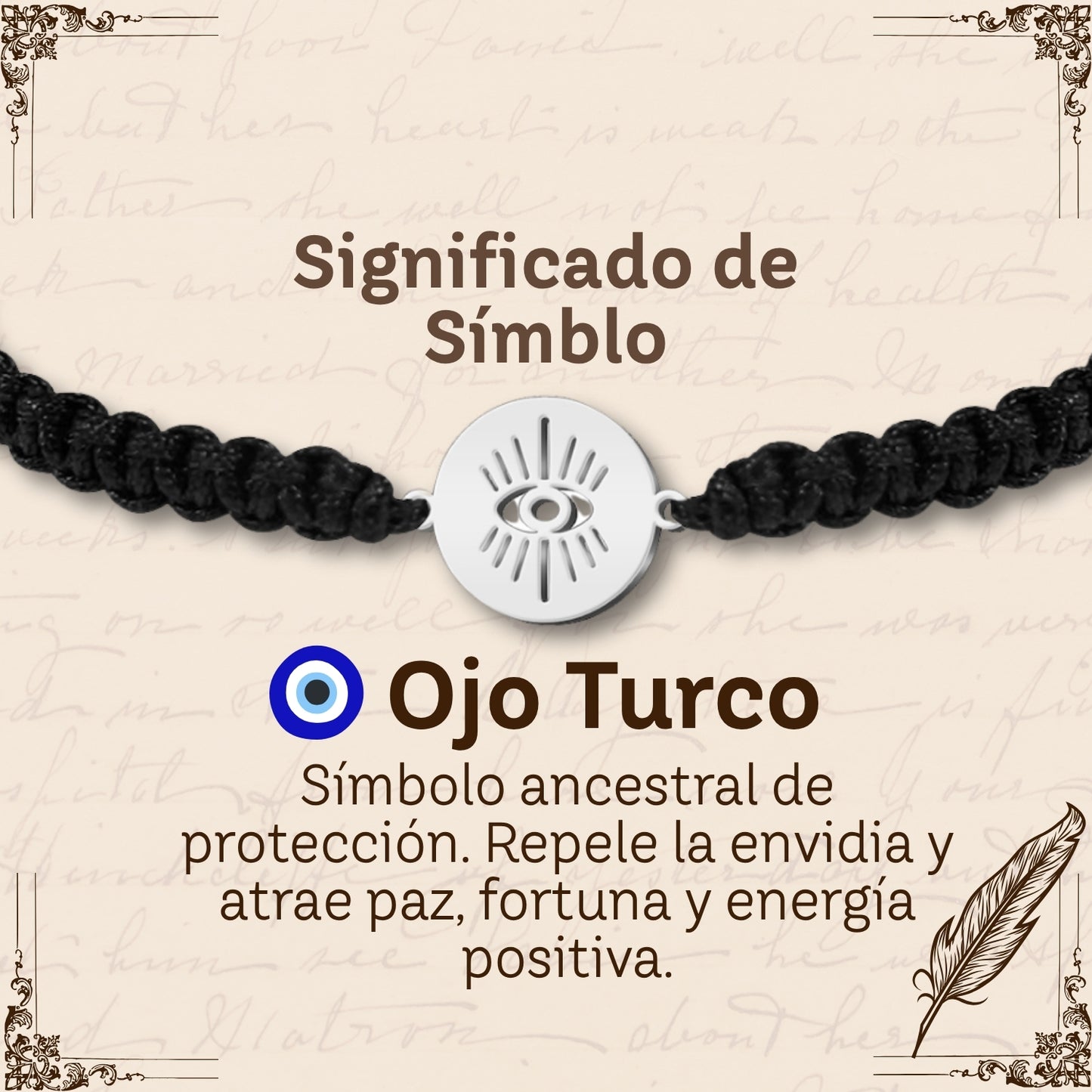 Pulsera Hilo Destino con Ojo Turco Acero Plateado