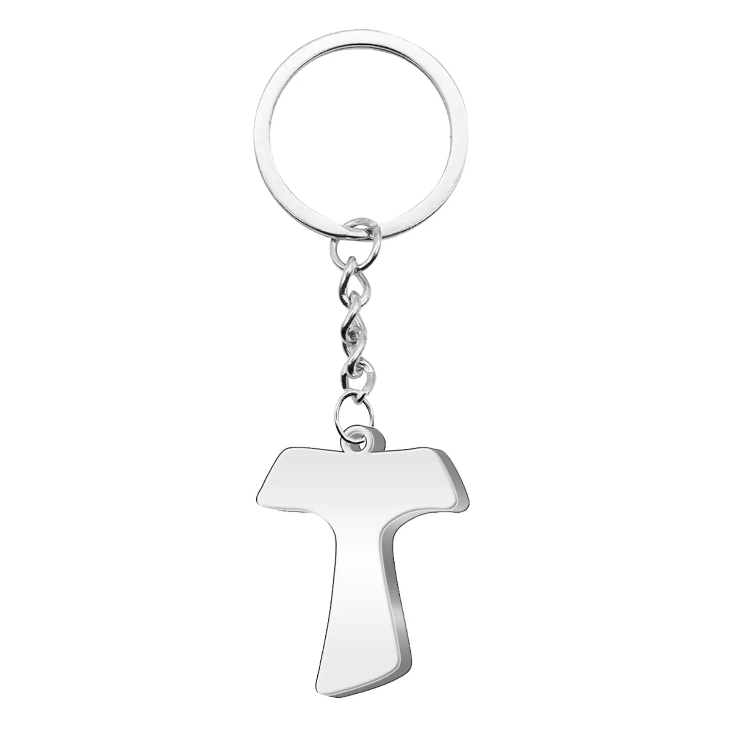Llavero de Cruz Tau Acero - cotigo